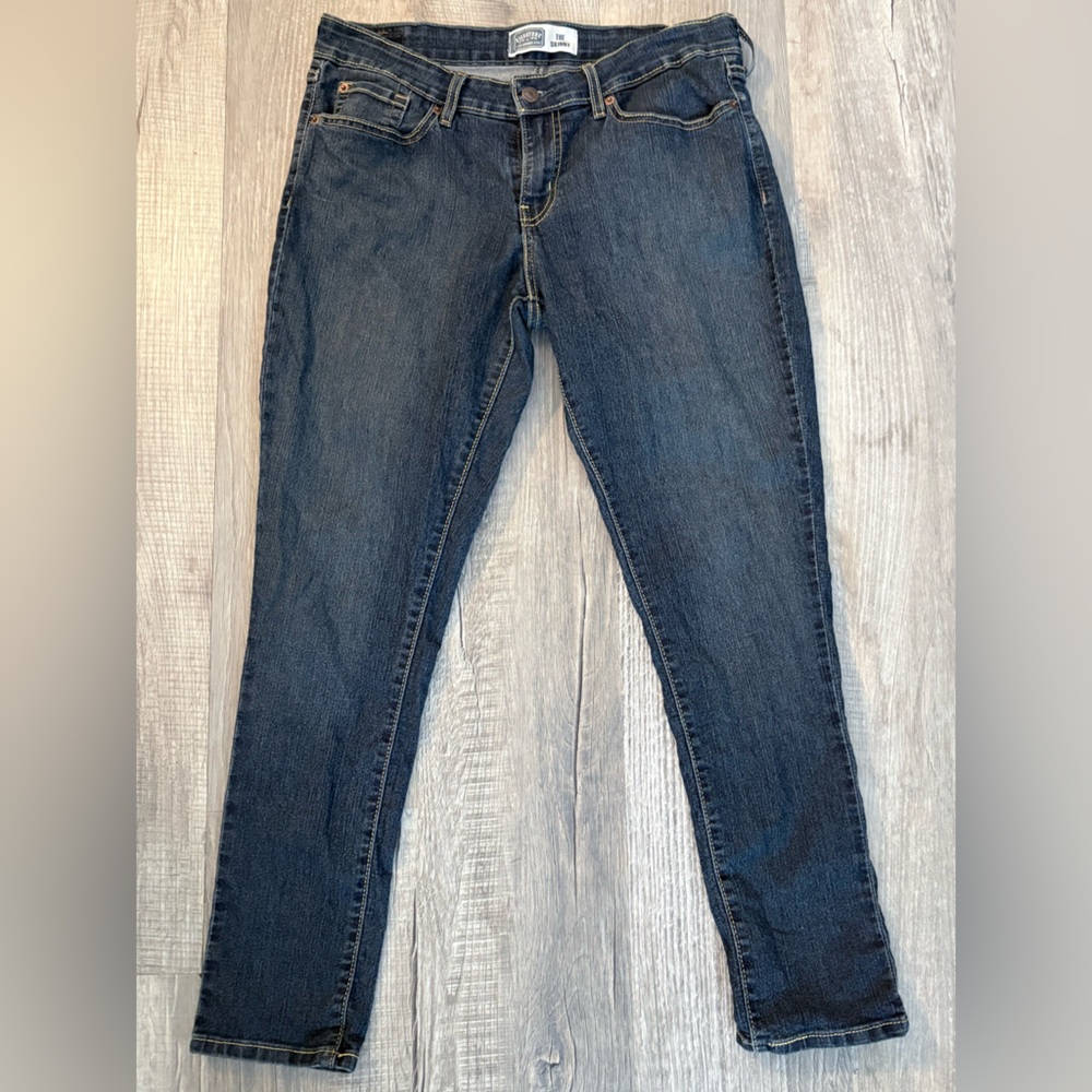 Levi Straus & Co. signature the skinny denim dark wash jeans in blue size 12S